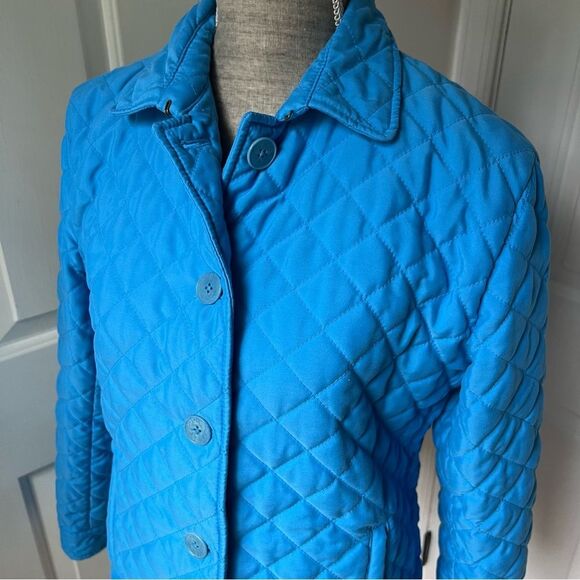 Ralph Lauren Vintage Quilted Jacket Women's Size Medium Blue Button Up Coat - Picture 2 of 4